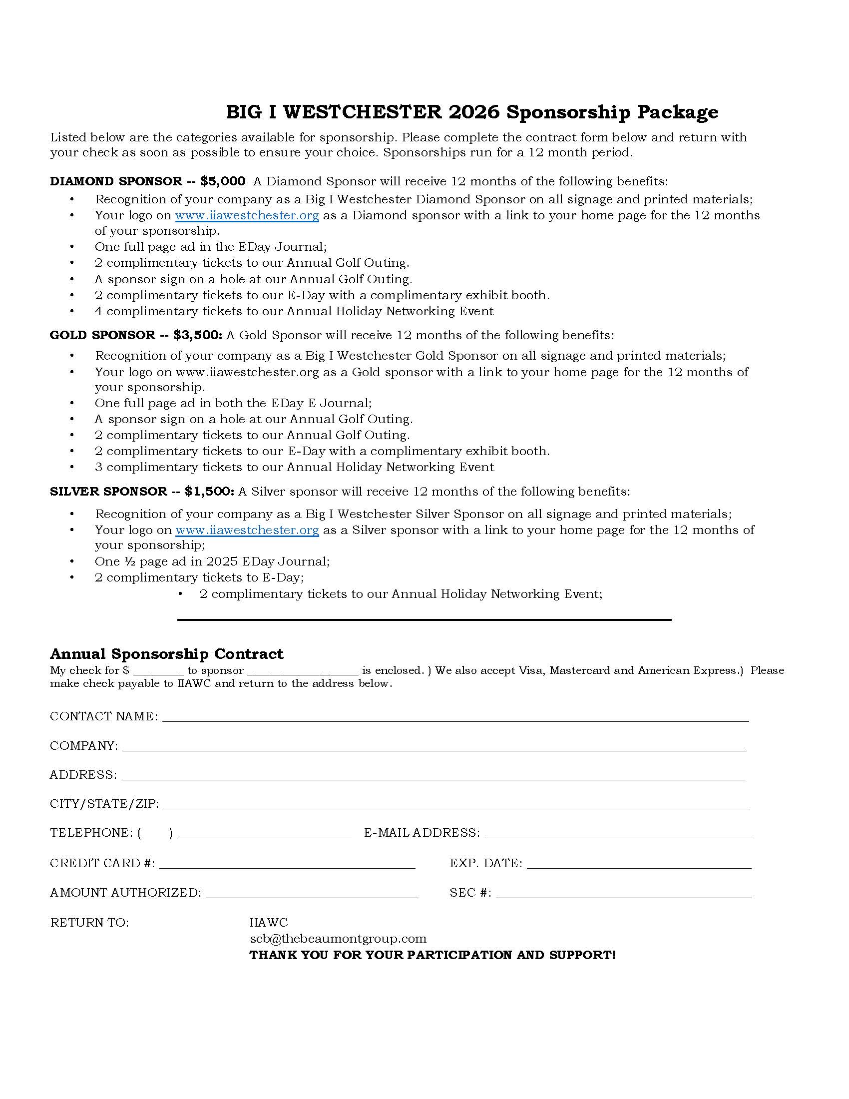 IIAWC Annual Sponsor Application