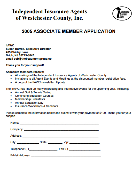 IIAWC Associate Member Application